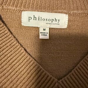 Philosophy Republic Clothing Womens Tan V-Neck Sweater